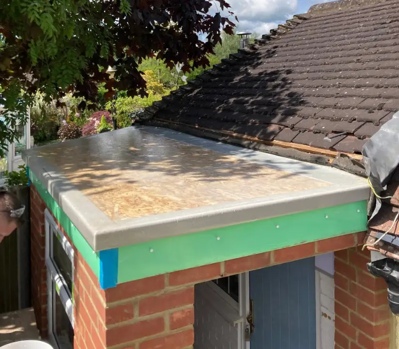 Porch project fibre glass roof