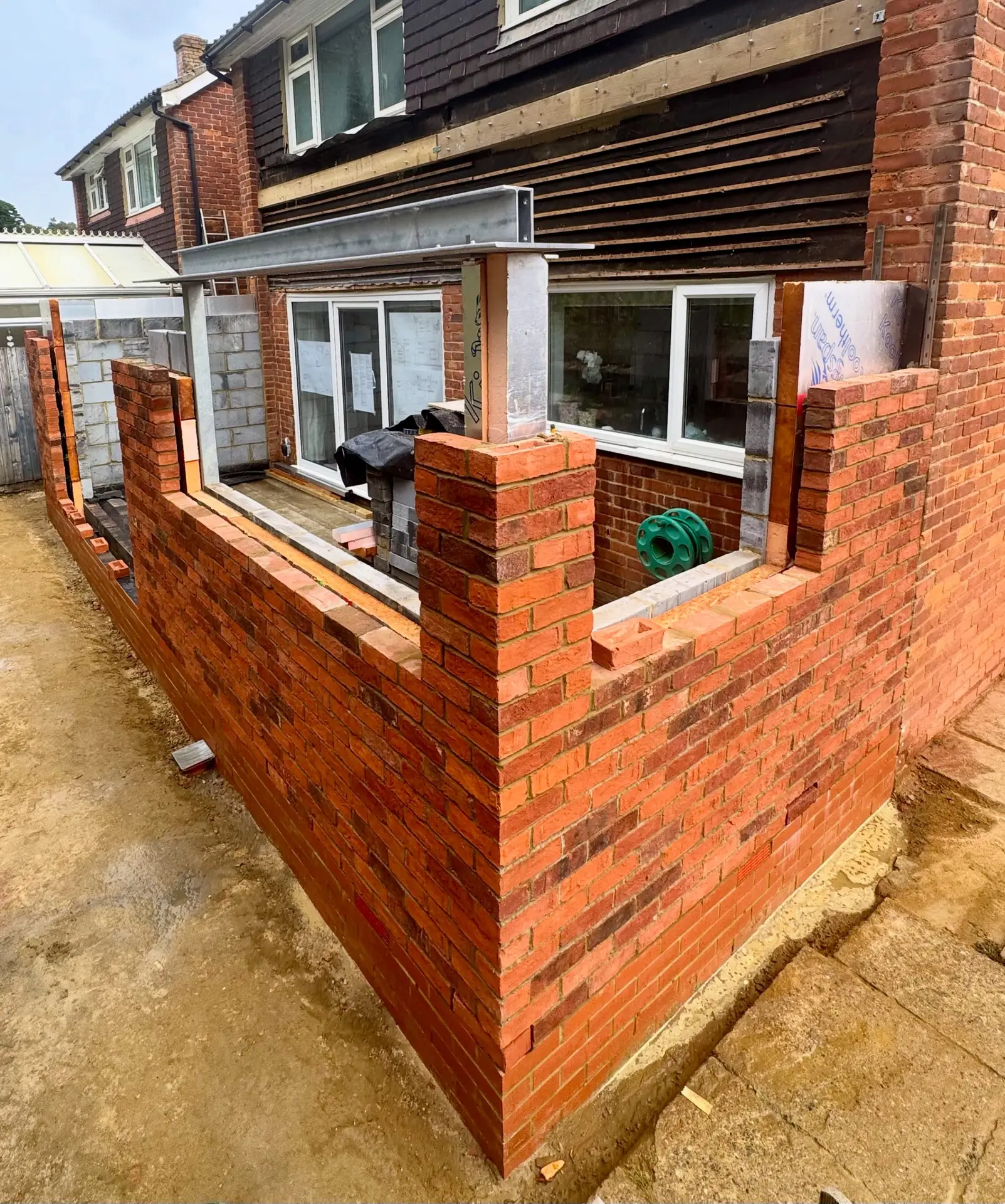 First floor extension with steel beam.