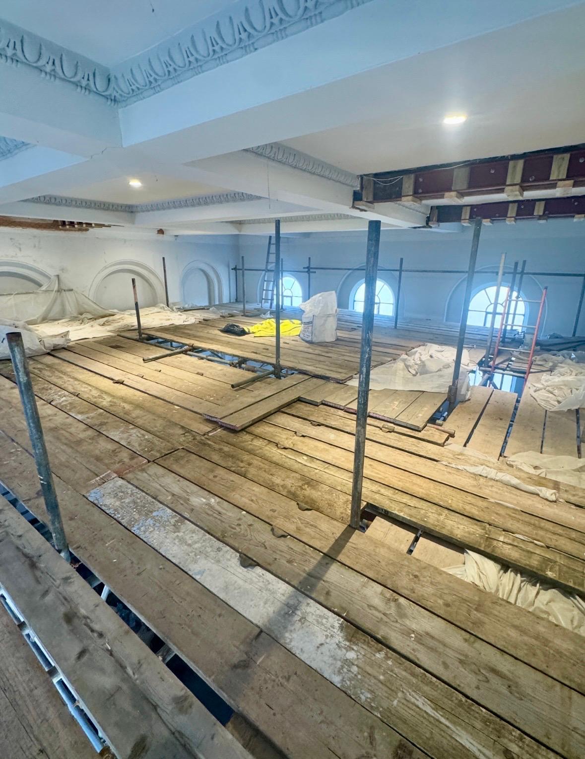 The interior of a listed building being repaired